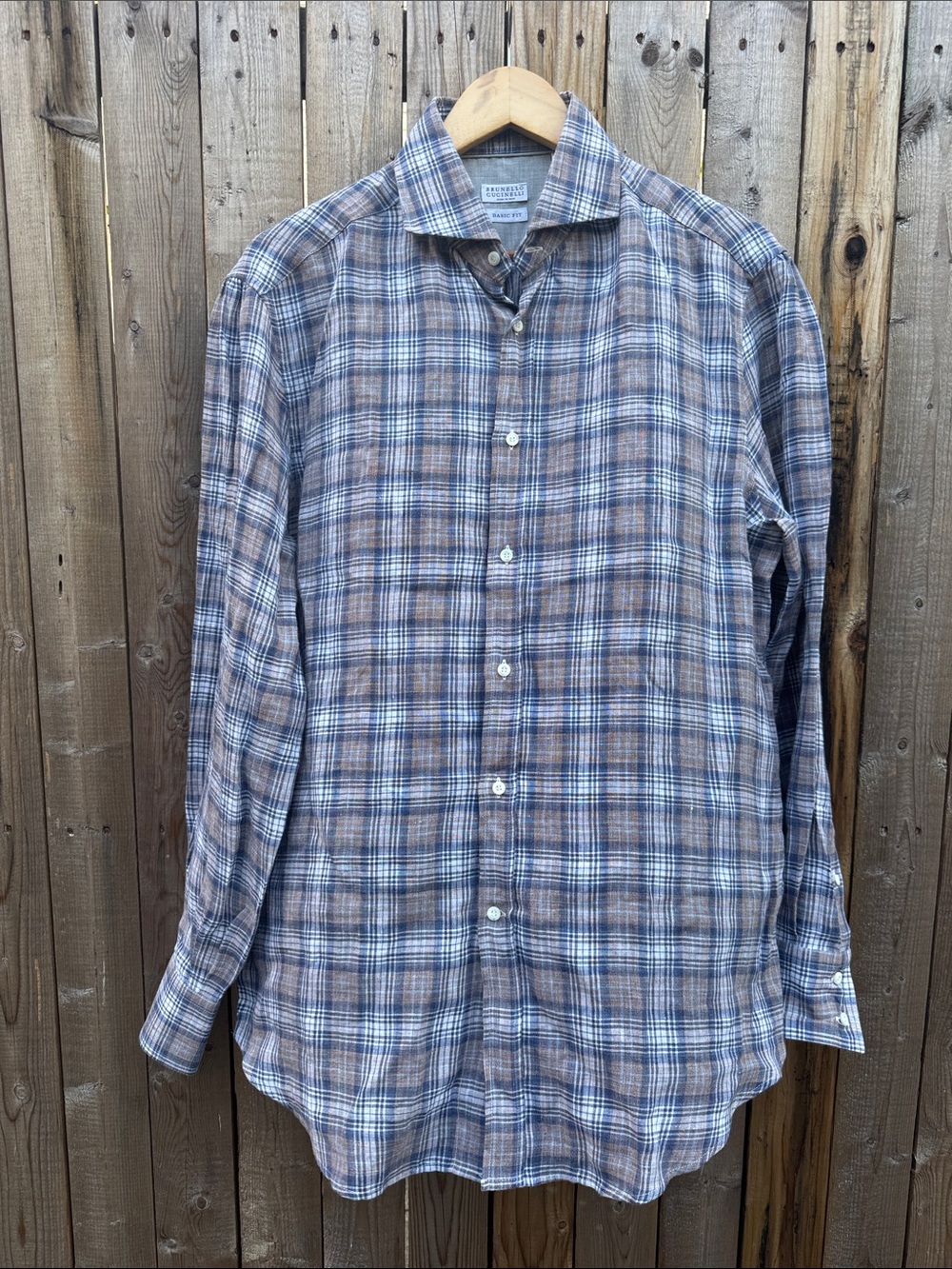 Brunello Cucinelli linen Plaid  Button-Down Shirt